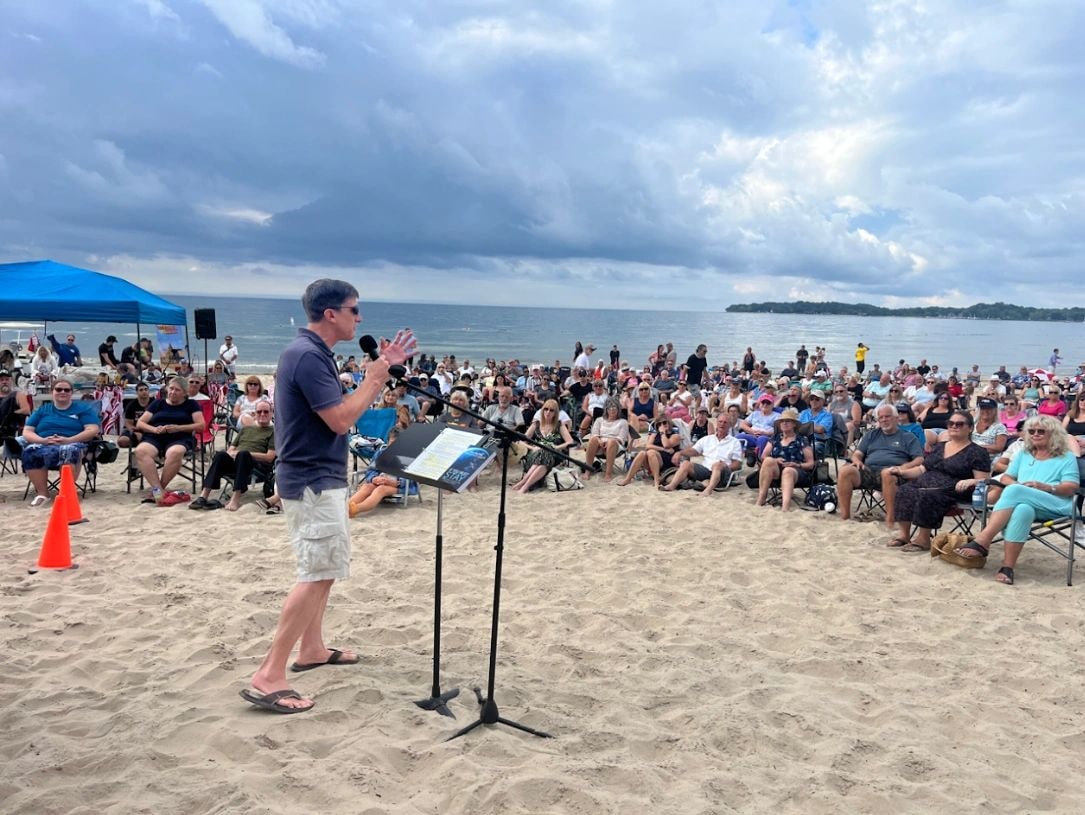 Outdoor church service on Crystal Beach